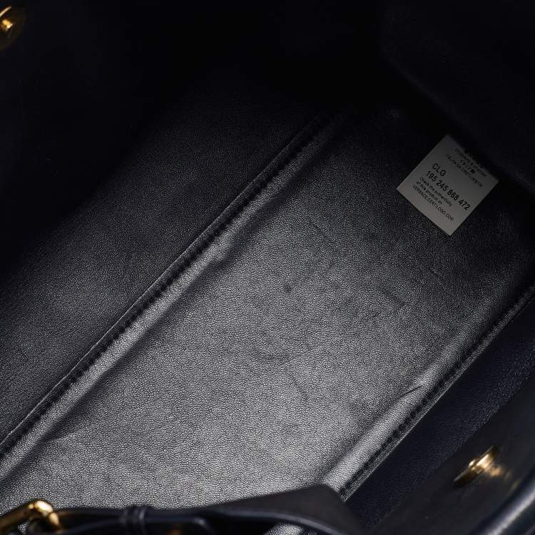 Pre Owned Versace Black Leather Donna Palazzo Tote
