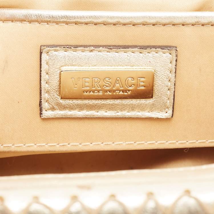 مملوكة مسبقًا Versace Gold Quilted Leather Mini Madonna Frame Satchel