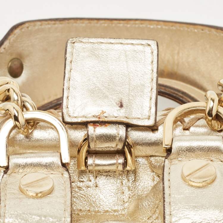 مملوكة مسبقًا Versace Gold Quilted Leather Mini Madonna Frame Satchel
