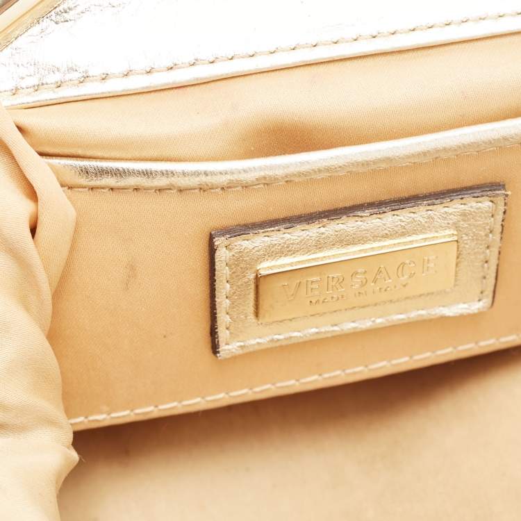 مملوكة مسبقًا Versace Gold Quilted Leather Mini Madonna Frame Satchel