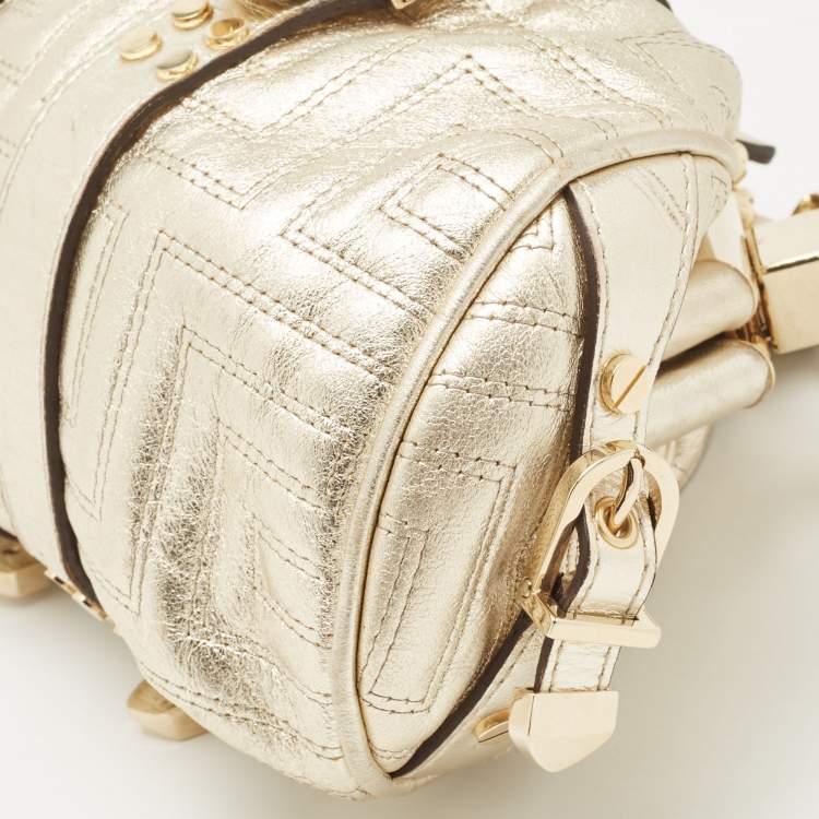 مملوكة مسبقًا Versace Gold Quilted Leather Mini Madonna Frame Satchel
