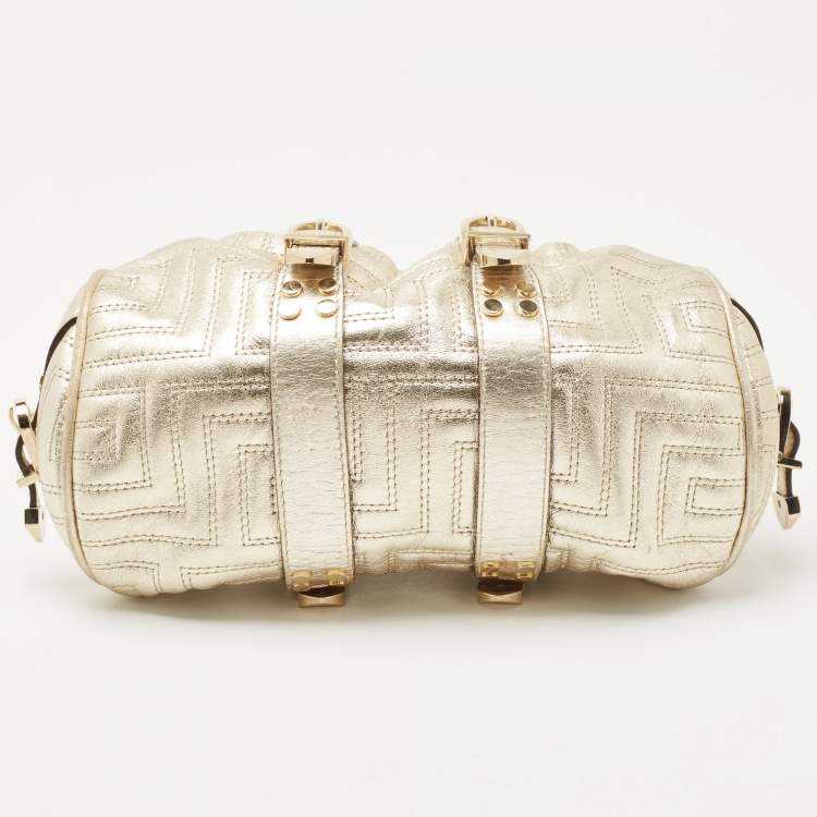 مملوكة مسبقًا Versace Gold Quilted Leather Mini Madonna Frame Satchel