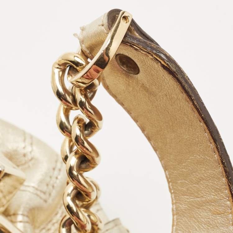 مملوكة مسبقًا Versace Gold Quilted Leather Mini Madonna Frame Satchel