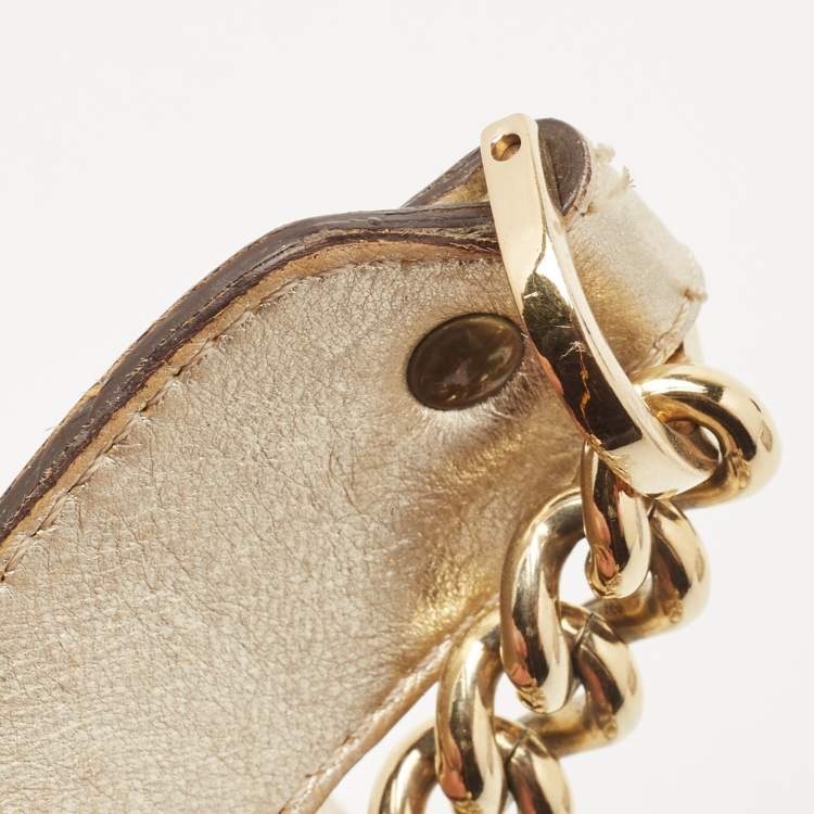 مملوكة مسبقًا Versace Gold Quilted Leather Mini Madonna Frame Satchel
