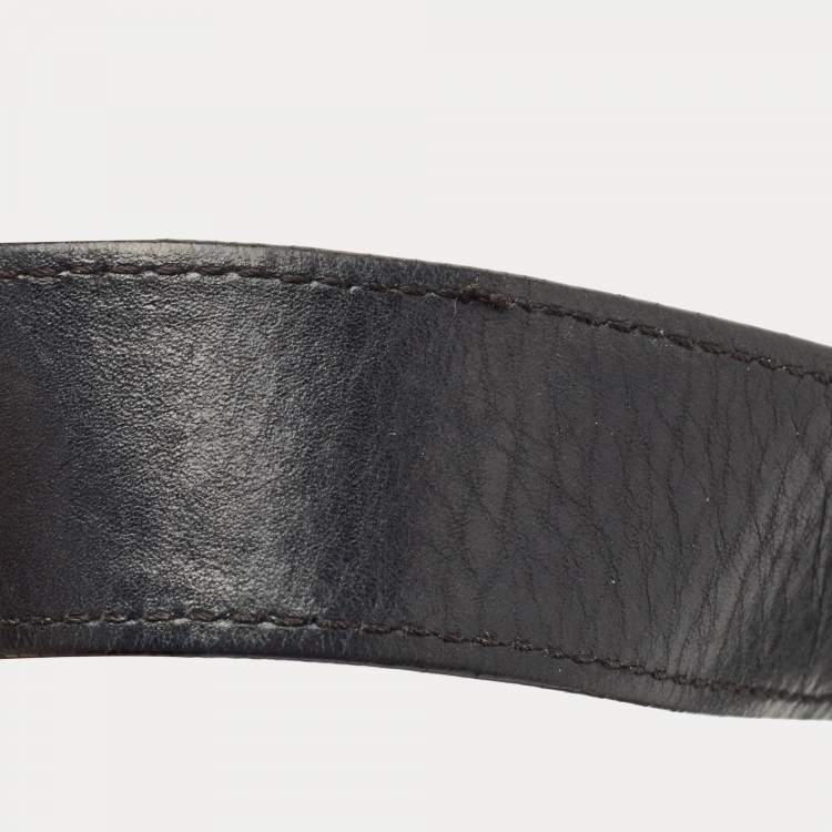 Pre Owned Versace Black Embossed Leather Front Pocket Baguette Bag