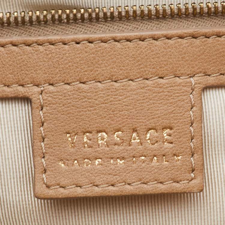 Pre Owned Versace Beige Patent and Leather Vanitas Tote