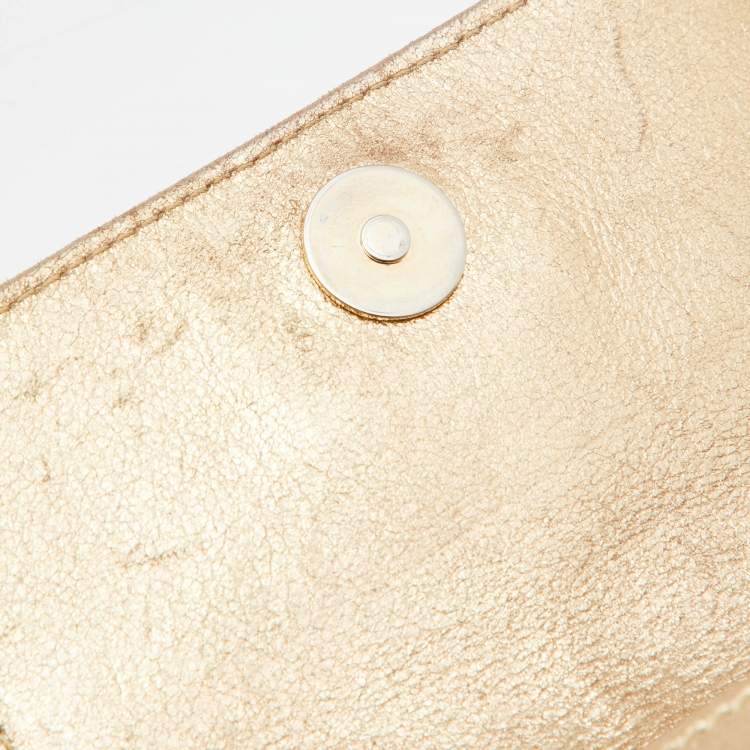 Pre Owned Versace Gold Shimmer Suede Medusa Crossbody Bag