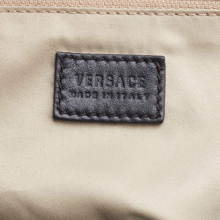 Pre Owned Versace Black Medusa Print Fabric and Leather Studded Satchel
