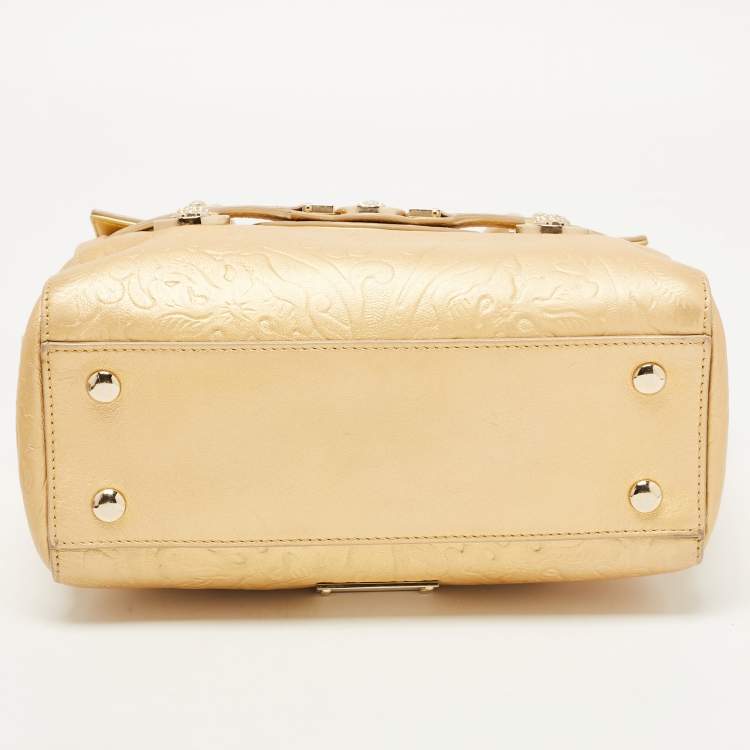 Pre Owned Versace Gold Leather Medium Medusa Medallion Tote