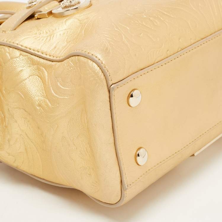 Pre Owned Versace Gold Leather Medium Medusa Medallion Tote