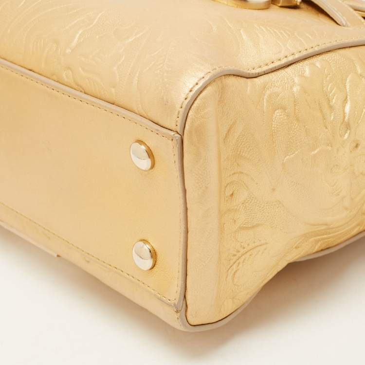 Pre Owned Versace Gold Leather Medium Medusa Medallion Tote