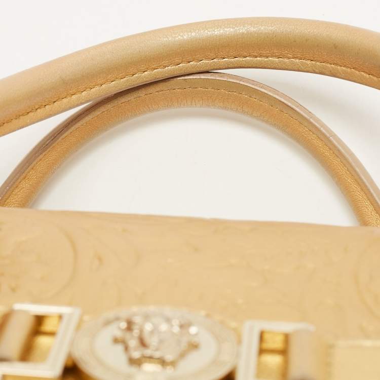Pre Owned Versace Gold Leather Medium Medusa Medallion Tote
