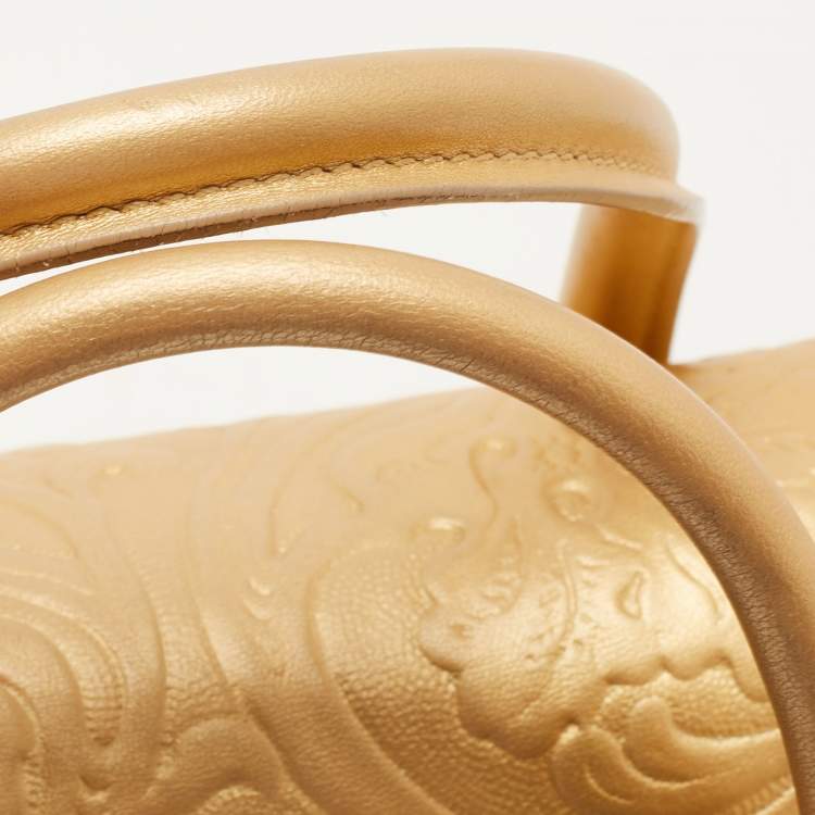 Pre Owned Versace Gold Leather Medium Medusa Medallion Tote