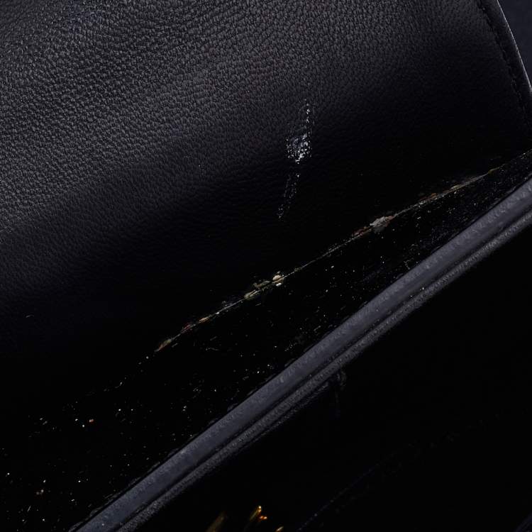 Pre Owned Versace Black Patent Leather Medusa Medallion Tote