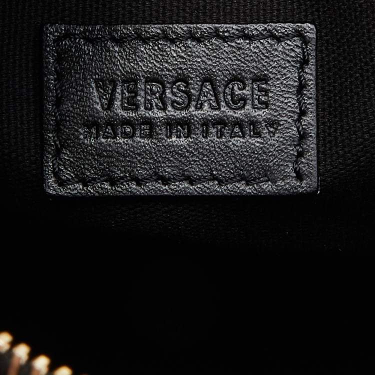 Pre Owned Versace Black/Yellow Printed Coated Canvas and Leather Boston Bag