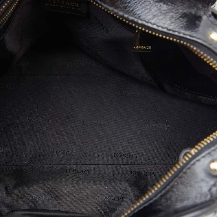Pre Owned Versace Black Patent Leather Satchel  