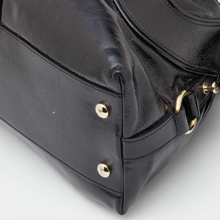 Pre Owned Versace Black Patent Leather Satchel  