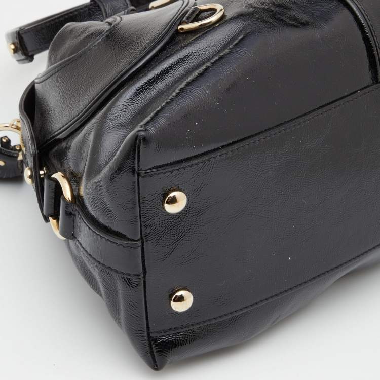 Pre Owned Versace Black Patent Leather Satchel  