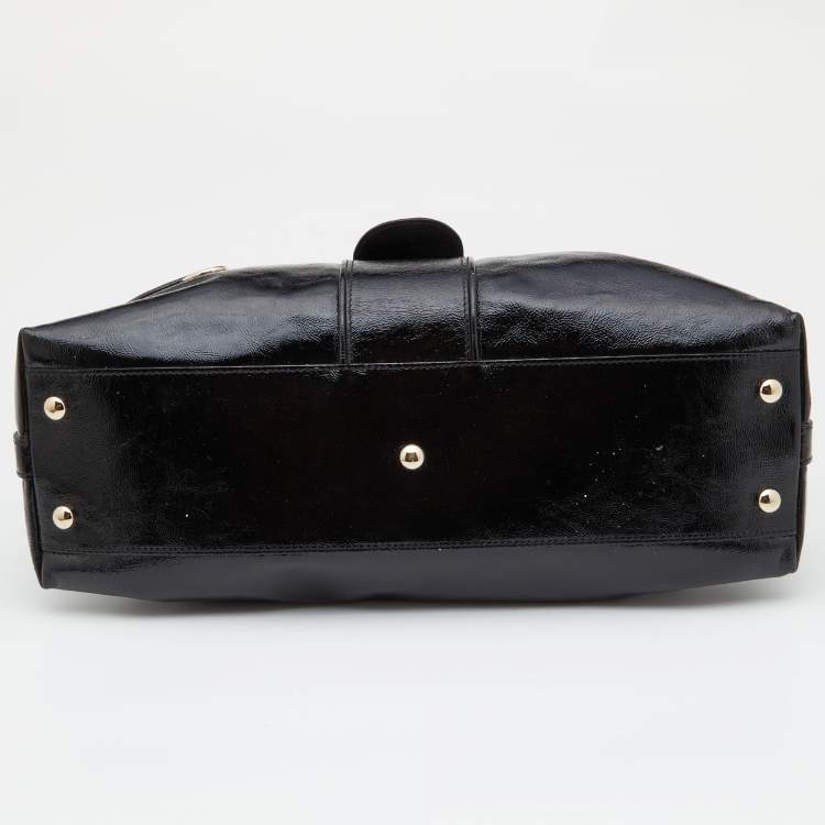 Pre Owned Versace Black Patent Leather Satchel  