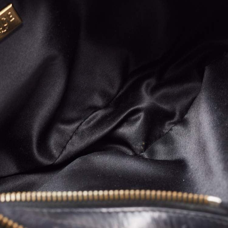 مملوكة مسبقًا Versace Black Monogram Fabric and Leather Biker Hobo