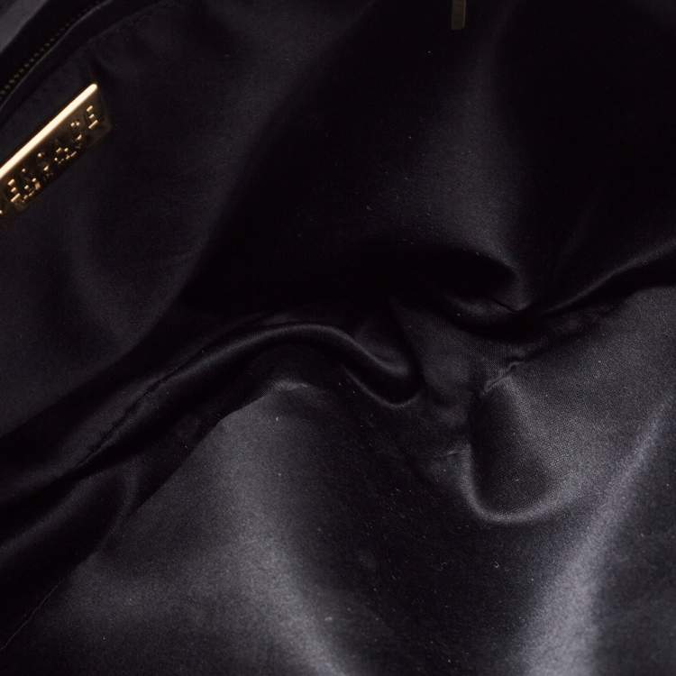 مملوكة مسبقًا Versace Black Monogram Fabric and Leather Biker Hobo