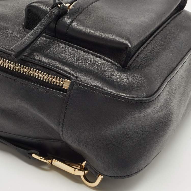 Pre Owned Versace Black Leather Mini Medusa Palazzo Backpack