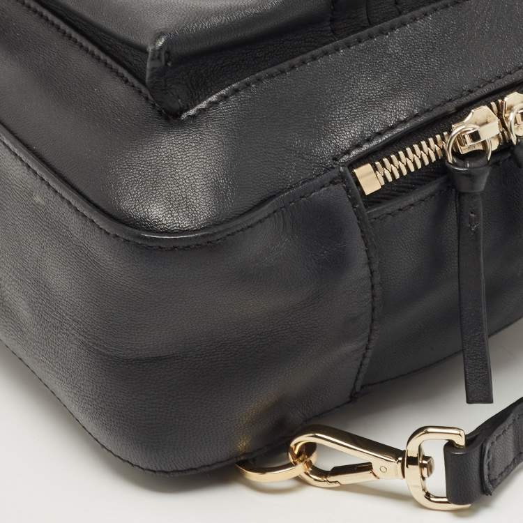 Pre Owned Versace Black Leather Mini Medusa Palazzo Backpack