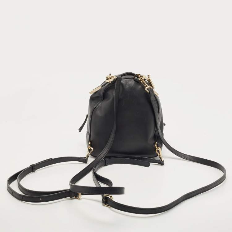 Pre Owned Versace Black Leather Mini Medusa Palazzo Backpack