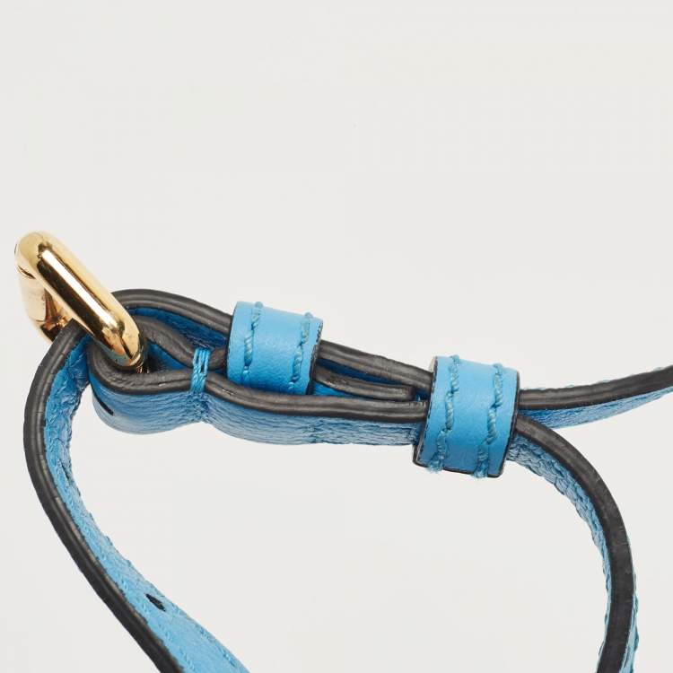 Pre Owned Versace Light Blue Leather La Medusa Round Crossbody Bag