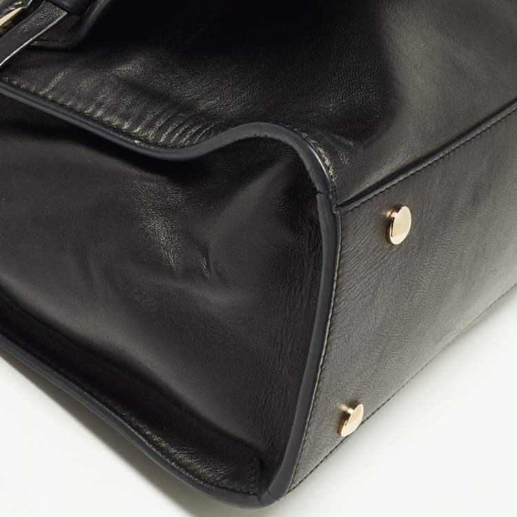 Pre Owned Versace Black Leather Donna Palazzo Shoulder Bag