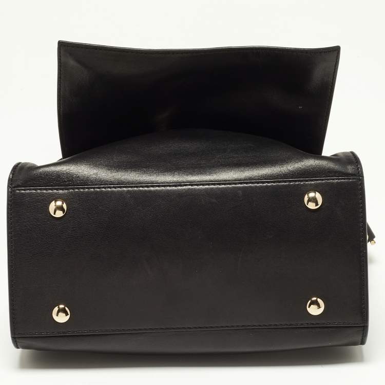 Pre Owned Versace Black Leather Donna Palazzo Shoulder Bag