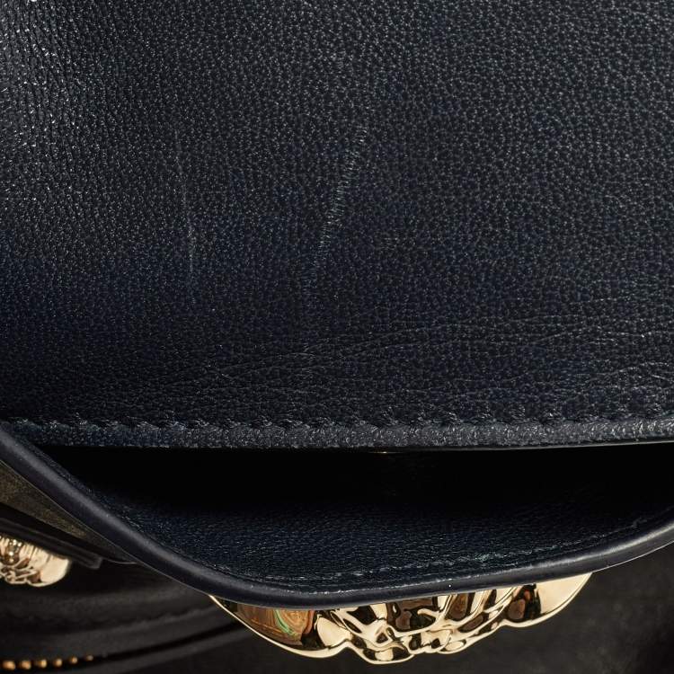 Pre Owned Versace Black Leather Donna Palazzo Shoulder Bag