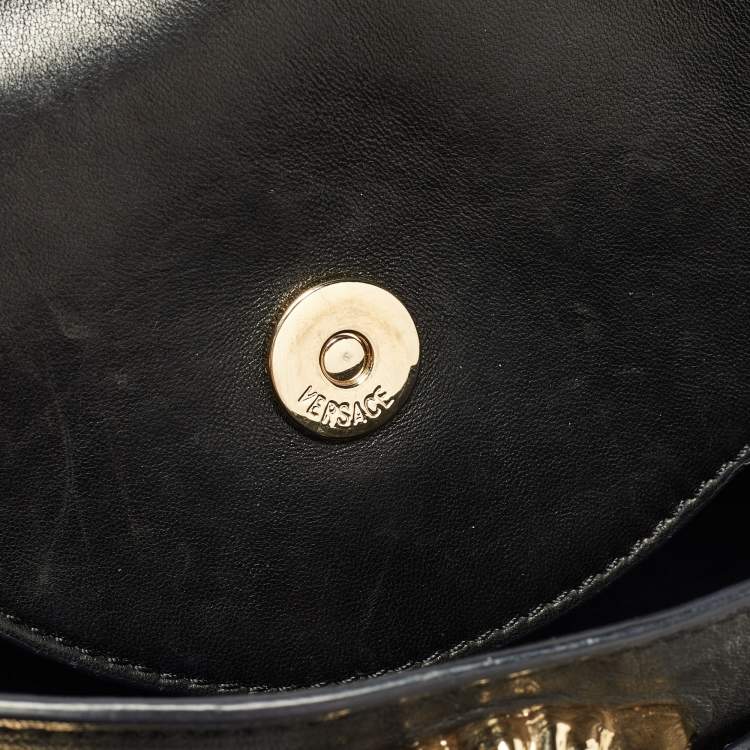Pre Owned Versace Black Leather Donna Palazzo Shoulder Bag