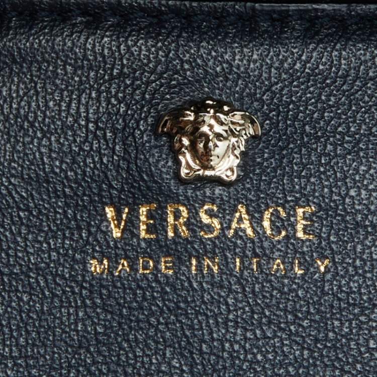 Pre Owned Versace Black Leather Donna Palazzo Shoulder Bag