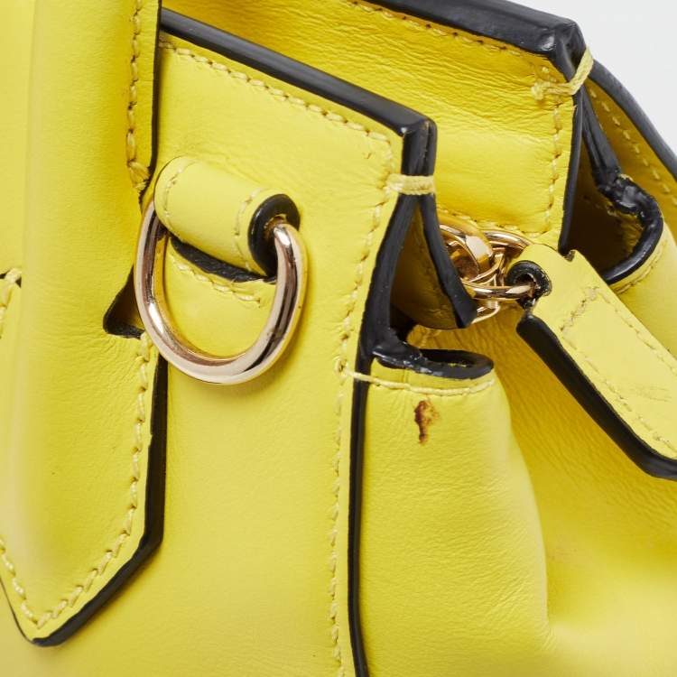 Pre Owned Versace Yellow Leather Mini Medusa Empire Tote