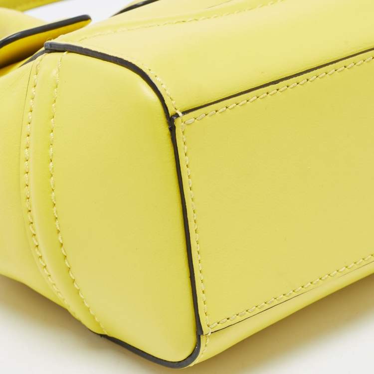 Pre Owned Versace Yellow Leather Mini Medusa Empire Tote