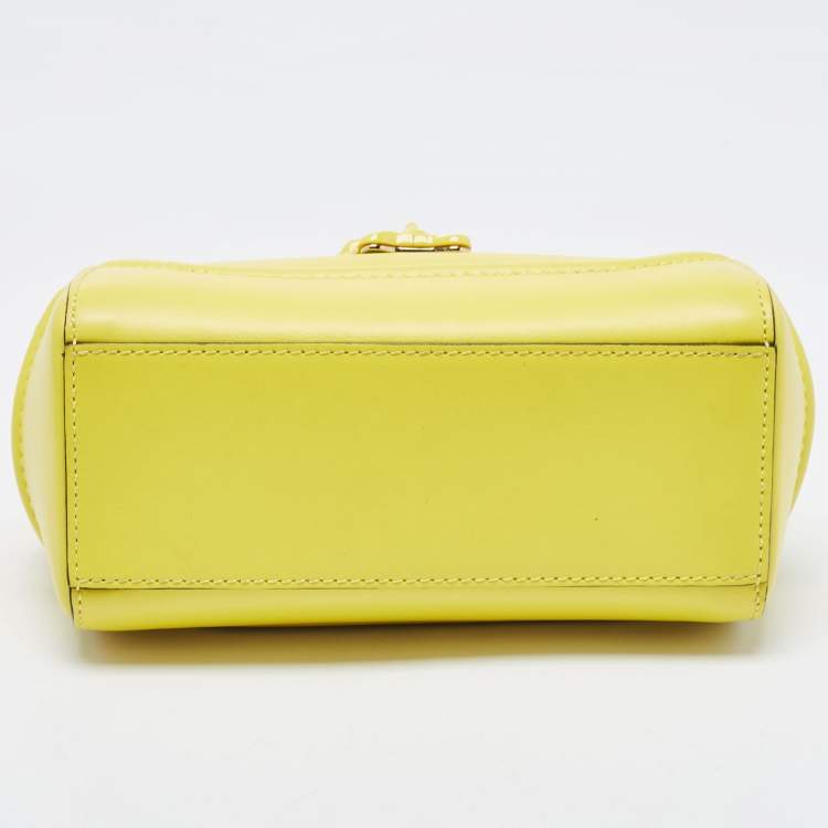 Pre Owned Versace Yellow Leather Mini Medusa Empire Tote