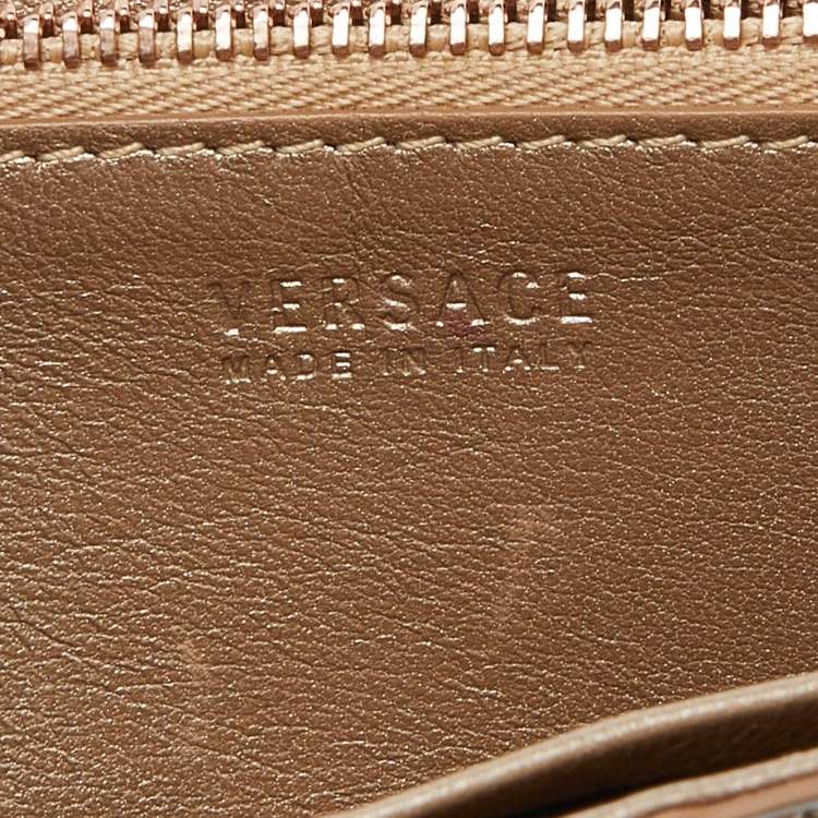 Pre Owned Versace Gold Patent Leather Medusa Wallet On Chain