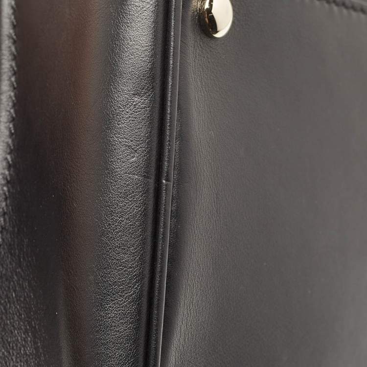 Pre Owned Versace Black Leather Empire Palazzo Tote