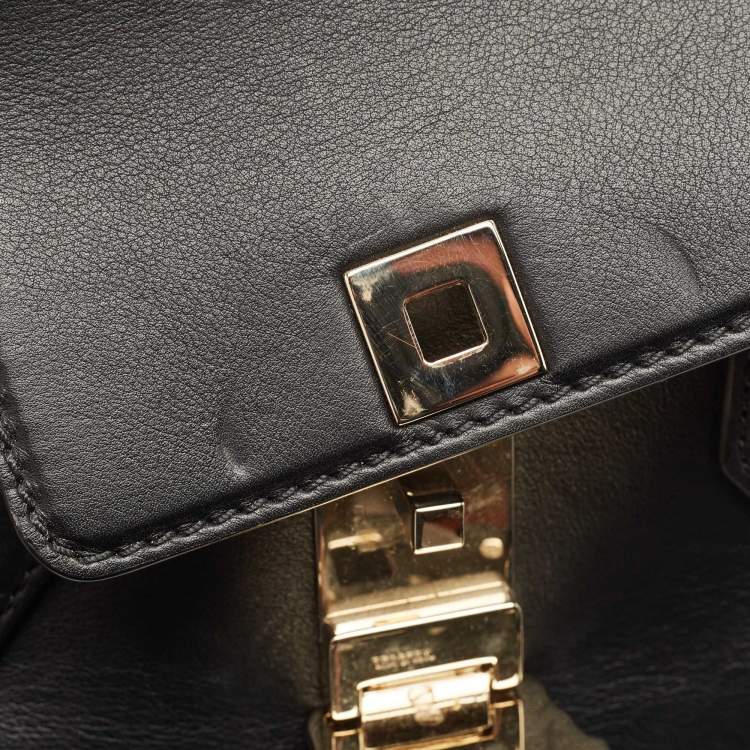 Pre Owned Versace Black Leather Empire Palazzo Tote