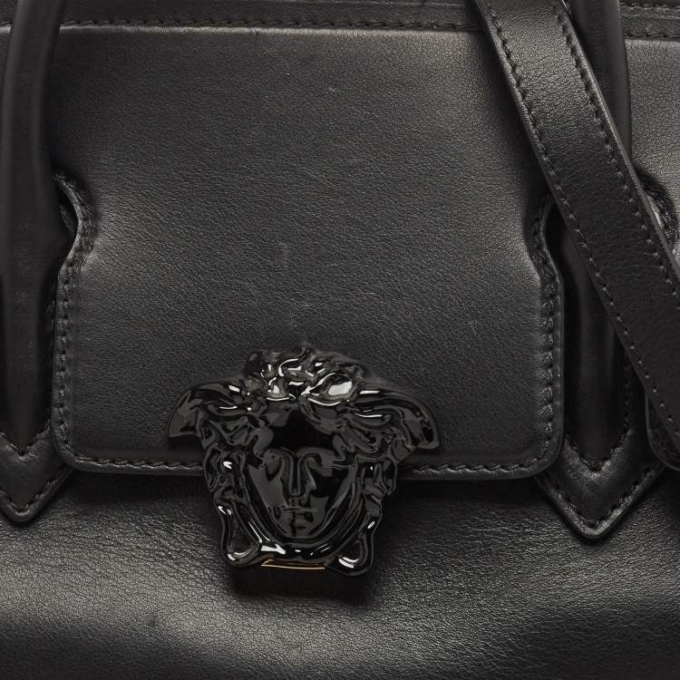 Pre Owned Versace Black Leather Empire Palazzo Tote