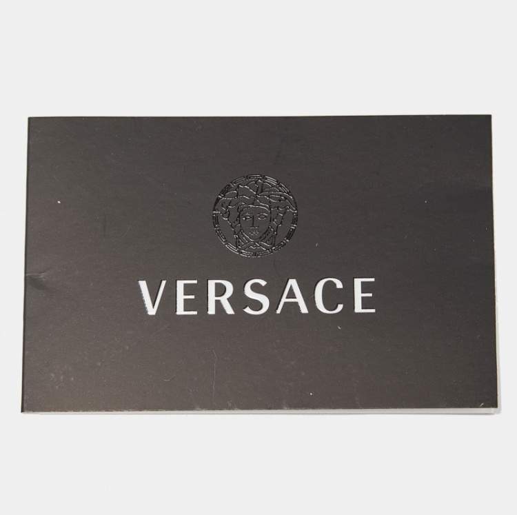Pre Owned Versace Black/Gold Monogram Nylon and Leather Medusa Plaque Tote
