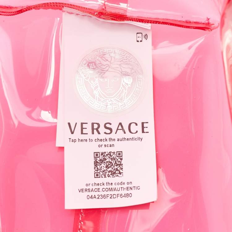 Pre Owned Versace Light Green/Magenta Clear PVC Logo Tote