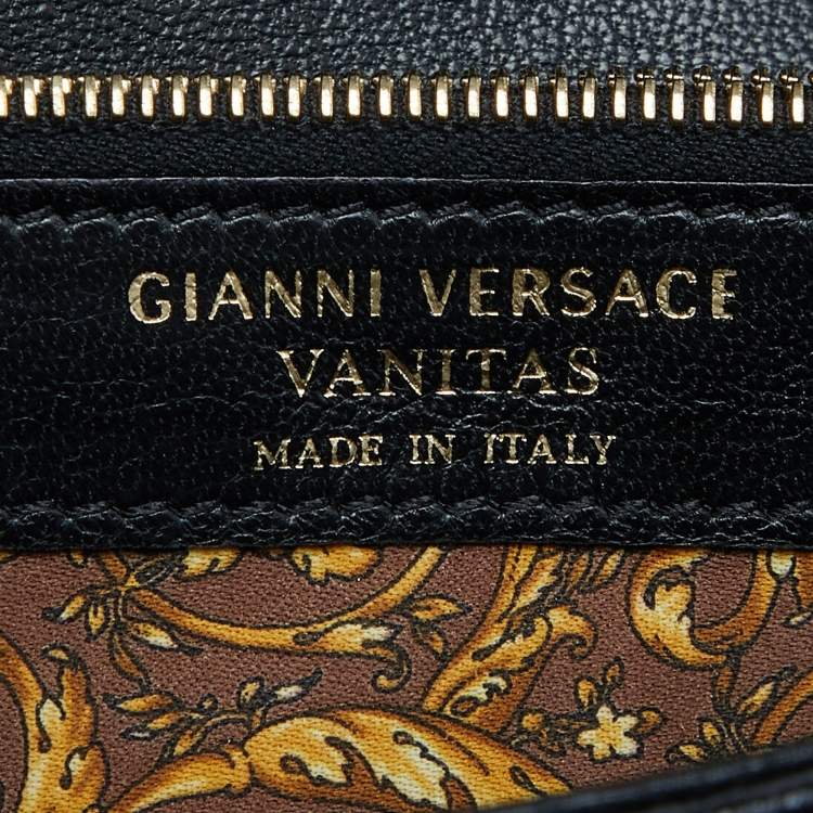 Pre Owned Versace Black Quilted Leather Flap Continental Wallet