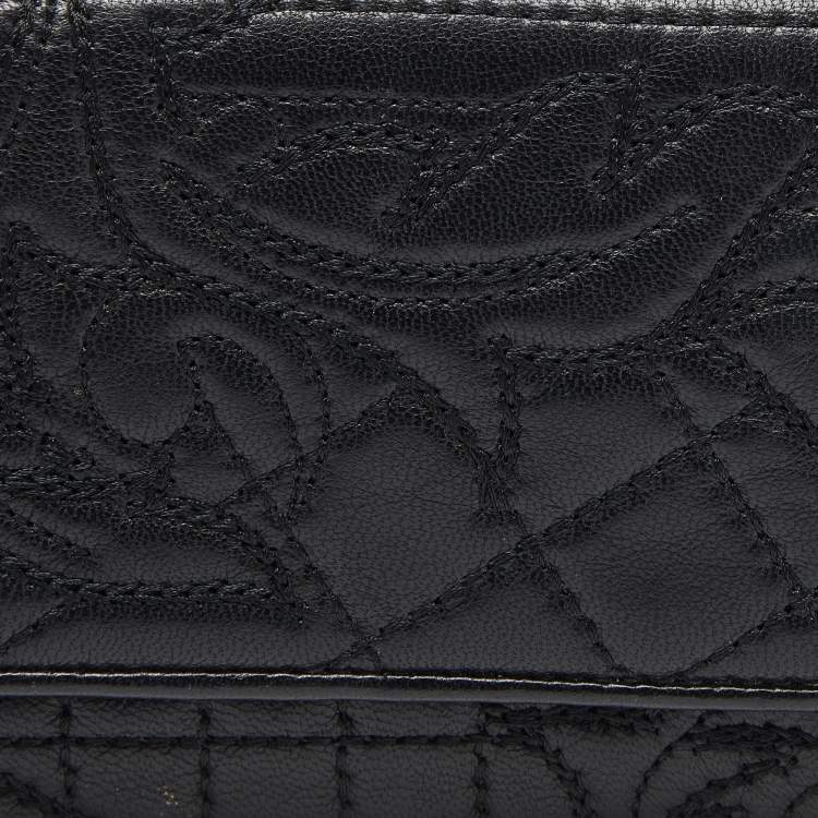 Pre Owned Versace Black Quilted Leather Flap Continental Wallet