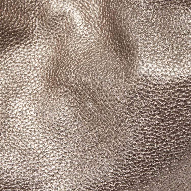 Pre Owned Versace Metallic Embossed Leather Front Pocket Shoulder Bag