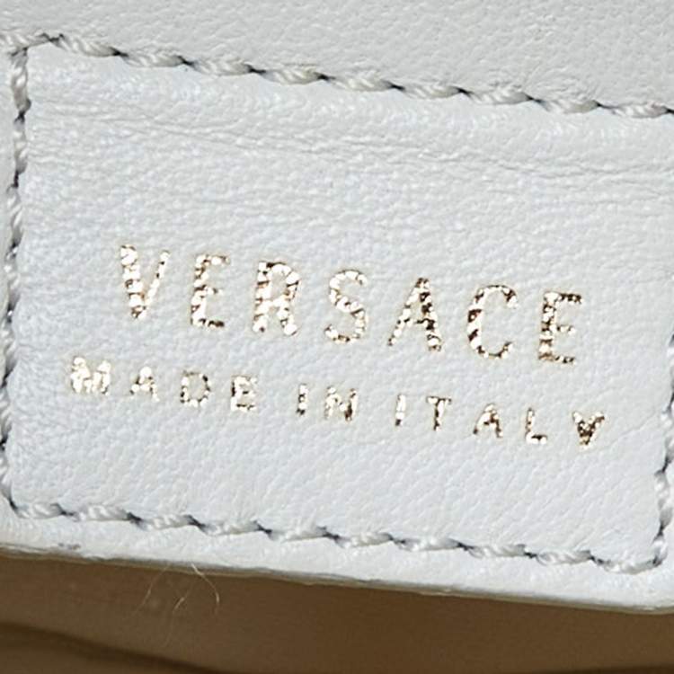 Pre Owned Versace White Quilted Patent Leather Satchel
