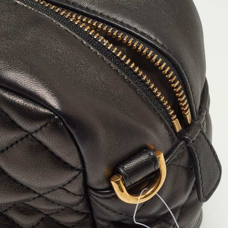 Pre Owned Versace Black Baroque Print Quilted Leather Icon Medusa Bowler Bag