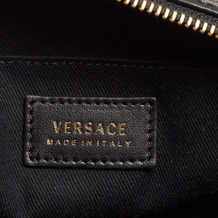 Pre Owned Versace Black Baroque Print Quilted Leather Icon Medusa Bowler Bag