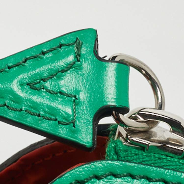 Pre Owned Versace Green Nylon and Leather Medusa Crossbody Bag